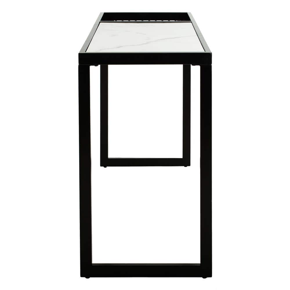 Zuri Black and White Marble Rectangular Console Table