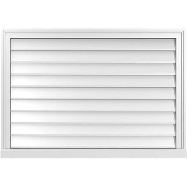 Ekena Millwork 40 in. x 28 in. Vertical Surface Mount PVC Gable Vent: Decorative with Brickmould Sill Frame
