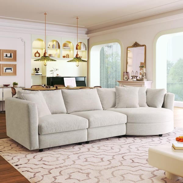 Sofa chenille beige discount