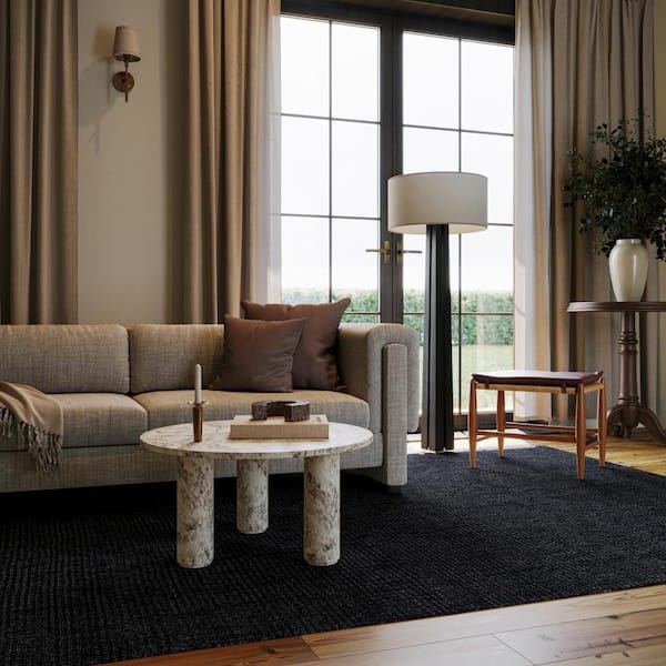 Nate Berkus x Rugs Crosby Solid Wool Cozy Black 9 ft. x 12 ft. Indoor Area Rug