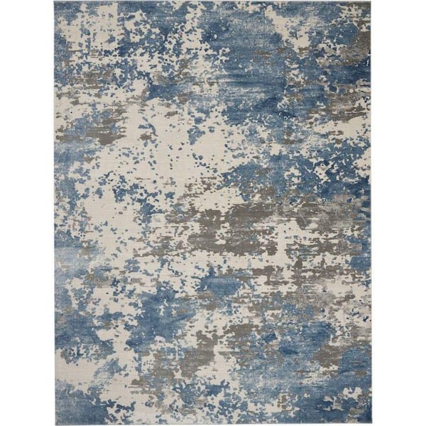 Nourison Rustic Textures Grey/Blue 8 ft. x 11 ft. Abstract Contemporary Area Rug