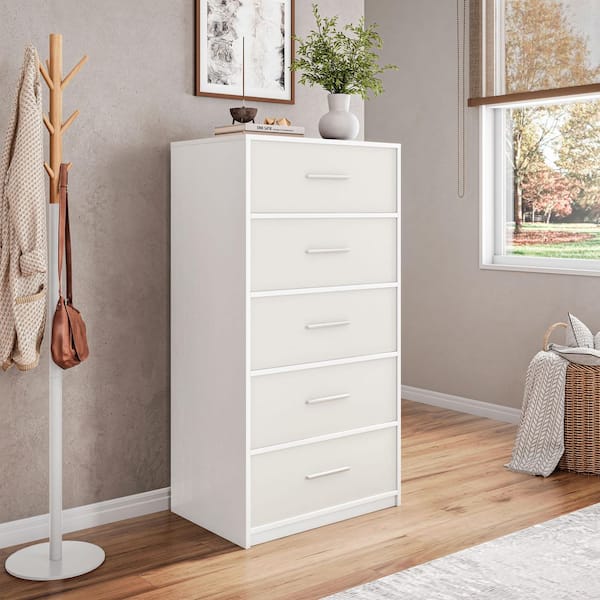 Techni Home White 5 Drawer 22.5 in. Wide Dresser