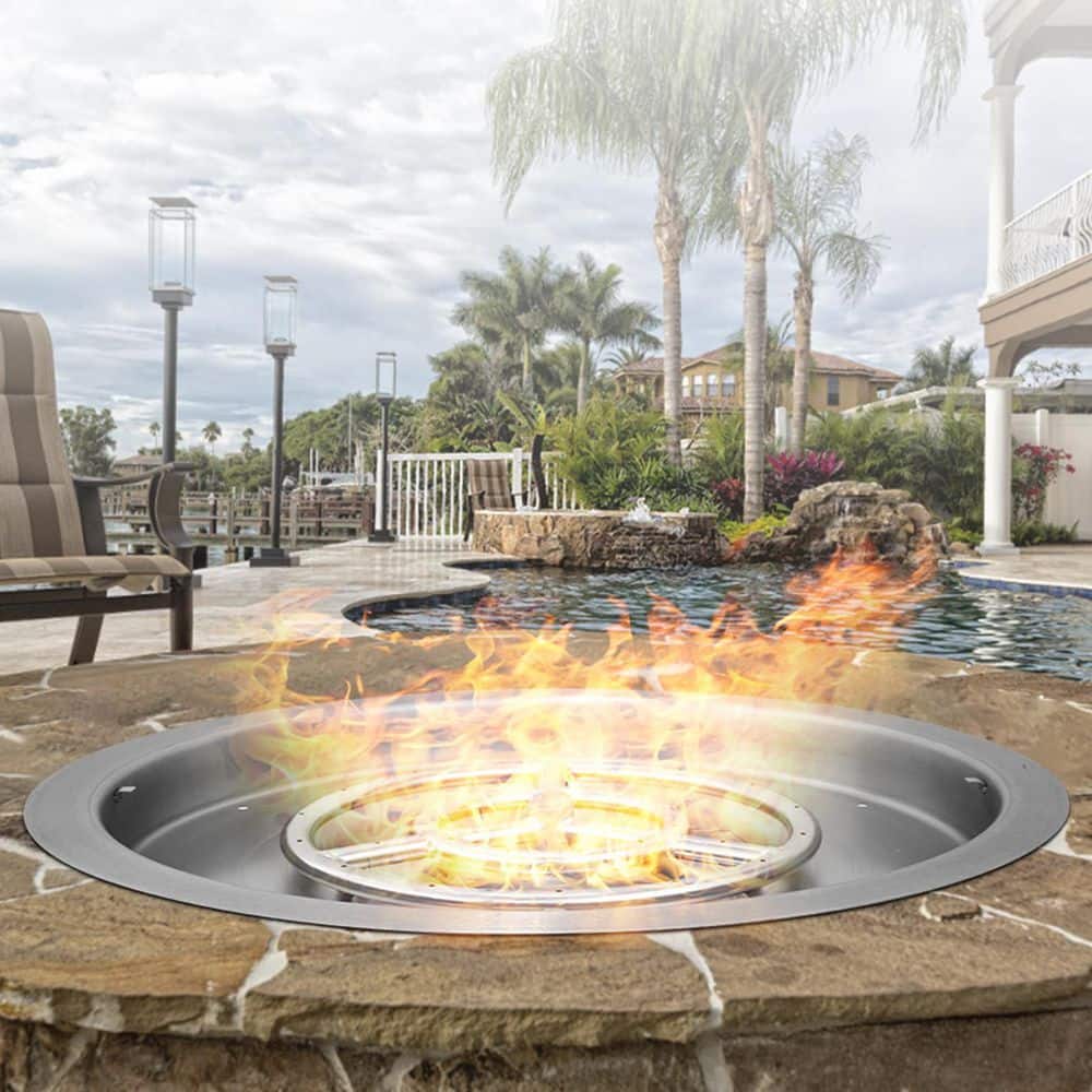 VEVOR 22" Round Stainless Steel Fire Pit Burner with Lid