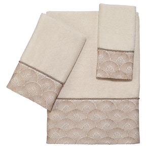 3-Piece Ivory Deco Shell Cotton Towel Set