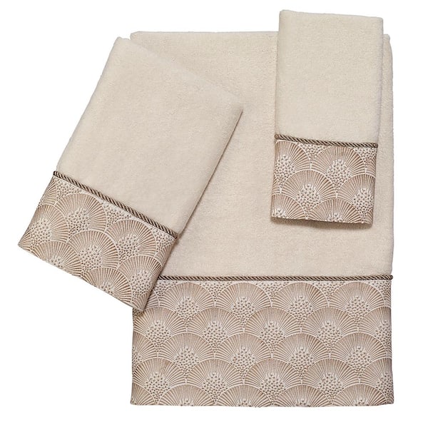 Avanti Linens 3-Piece Ivory Deco Shell Cotton Towel Set