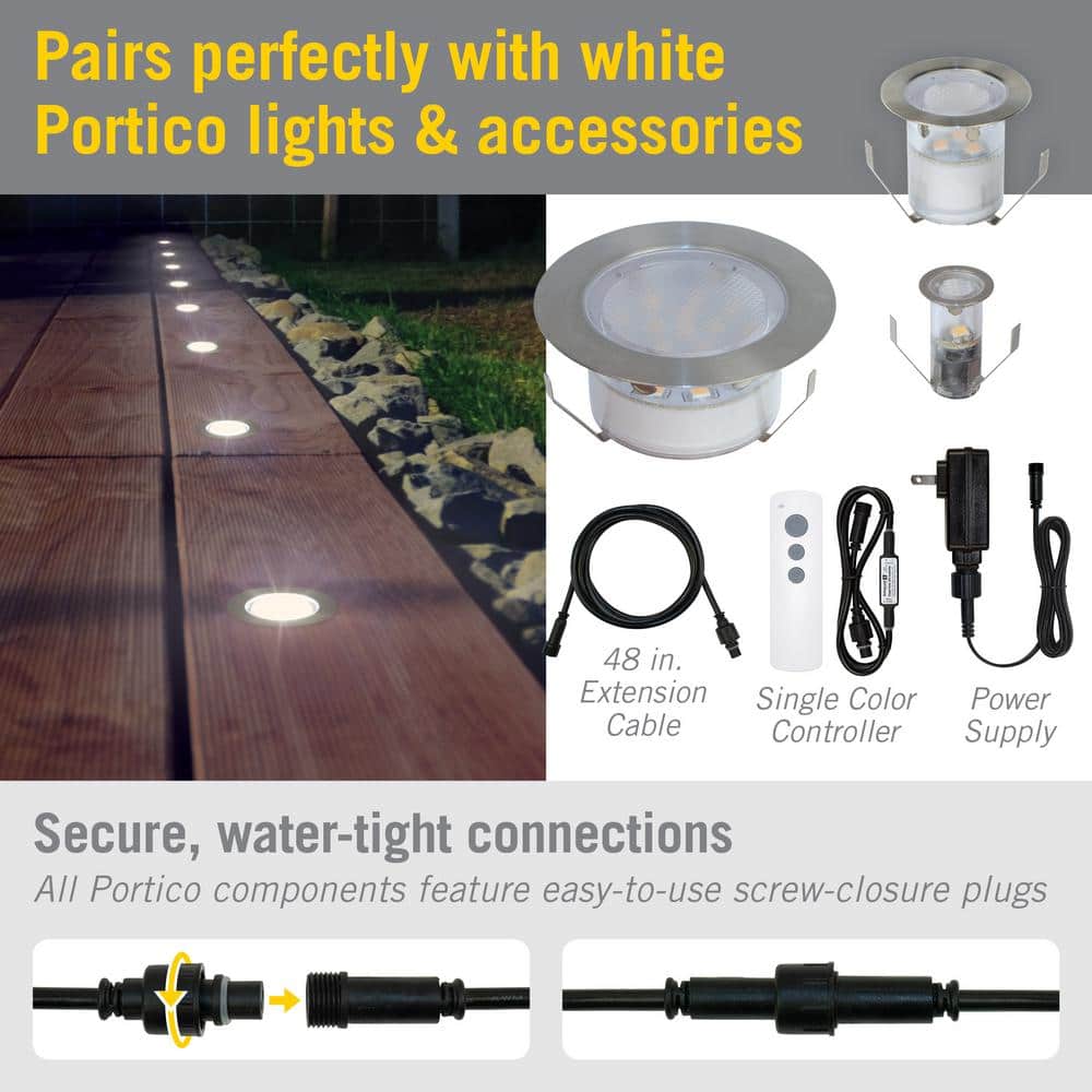 Portico White Stainless Steel Outdoor Recessed LED Light 5/8"