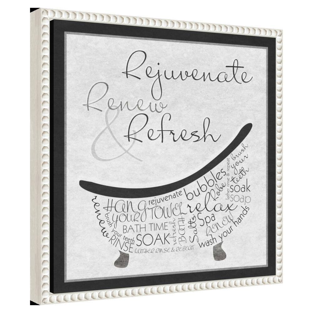 Rejuvenate Renew Refresh Beaded White Canvas Wall Art