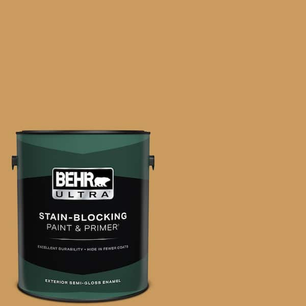 BEHR ULTRA 1 gal. #M280-6 Solid Gold Semi-Gloss Enamel Exterior Paint & Primer