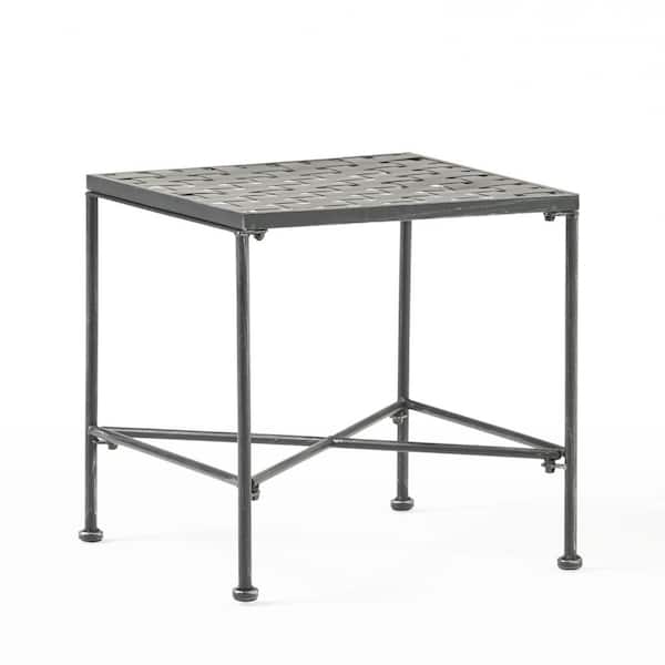 Unbranded 18 in. Black Rectangle Metal Frame Outdoor Side Table for Garden, Backyard, Patio and Poolside