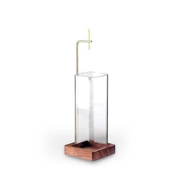 Afoxsos Walnut and Brass Incense Holder with Removable Glass Ash Catcher