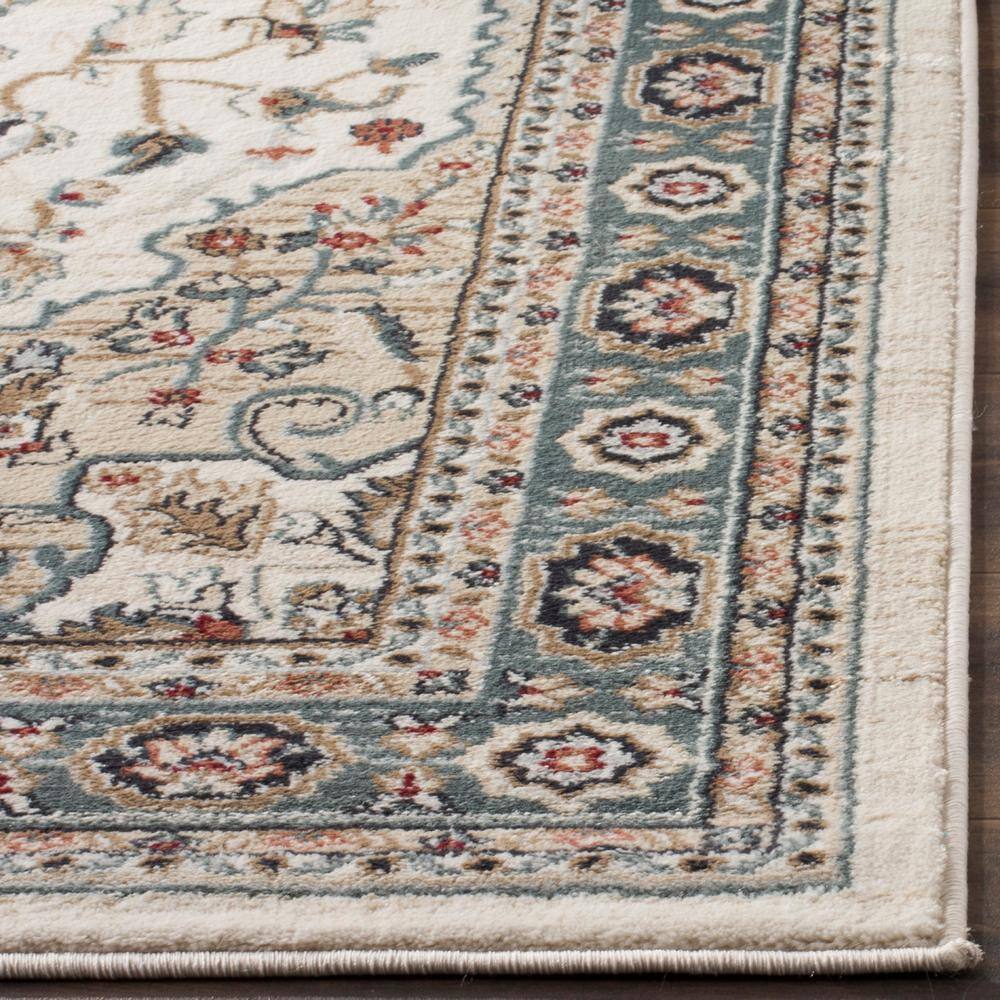 Cream and Beige Synthetic Traditional Area Rug