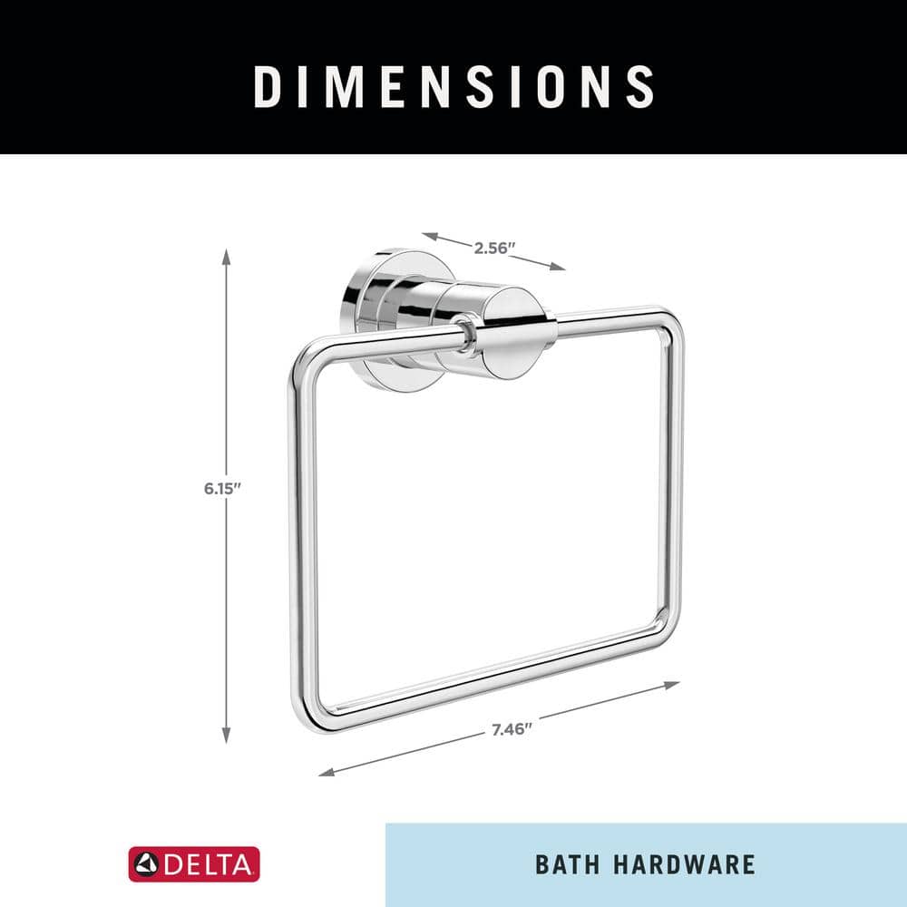 Nicoli Polished Chrome Wall Mounted Square Towel Ring