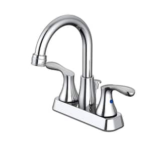 Deveral 4 in. Centerset 2-Handle High-Arc Bathroom Faucet with Drain Kit Included in Chrome (2-Pack)
