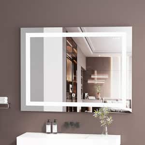 40 in. W x 32 in. H Small Rectangular Frameless Anti-Fog Touch Sensor Wall Mount Bathroom Vanity Mirror in Silver