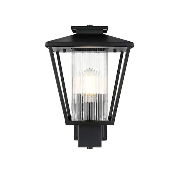 15 in. Black Outdoor Hardwired Wall Sconce with No Bulbs Included