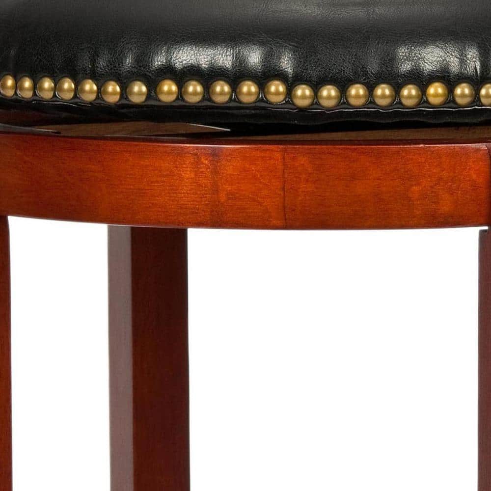 Ellwood Light Cherry and Black Leather Swivel Counter Stool