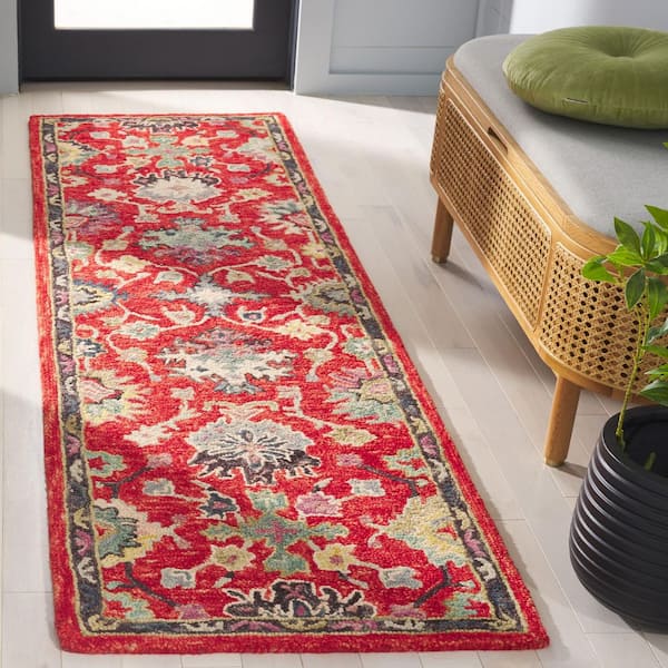 Blossom 2 ft. x 8 ft. Red/Ivory Aztec Floral Runner Rug