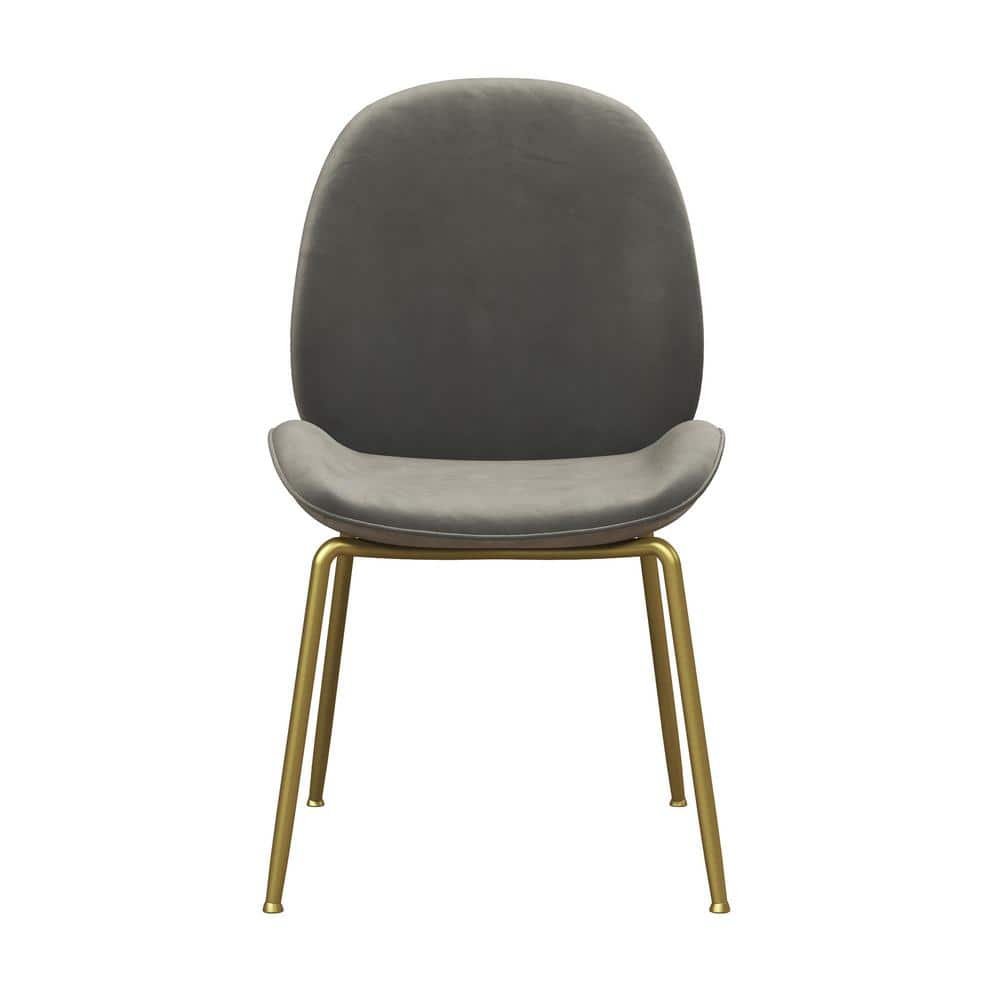 CosmoLiving by Cosmopolitan Astor Chair with Metal Leg - Home C008414 Light Velvet The Dining Depot Brass Gray Upholstered
