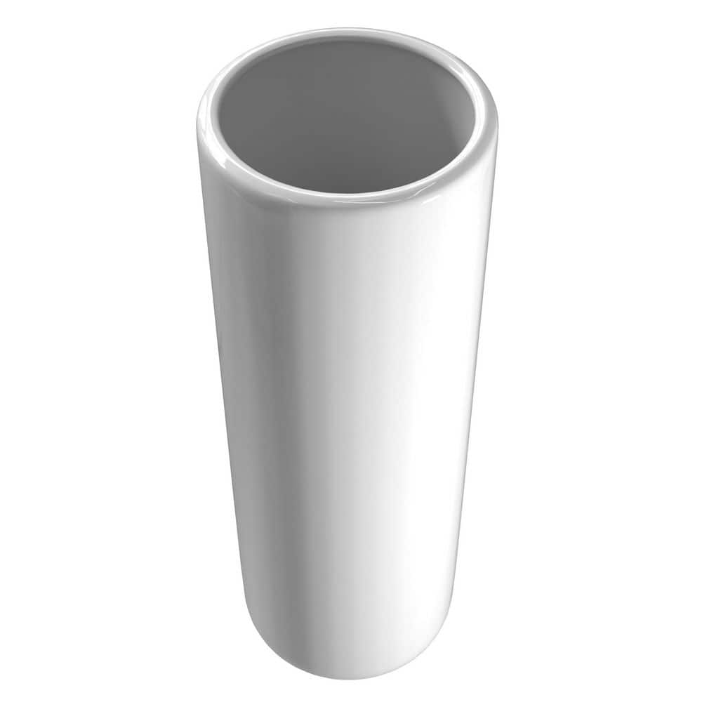 24" White Porcelain Hand-Painted Round Umbrella Stand