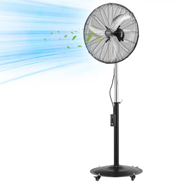 High Velocity Pedestal Fan 24 in. 3 fan speeds Pedestal Fan in Black with 85° Oscillating, Adjustable Height