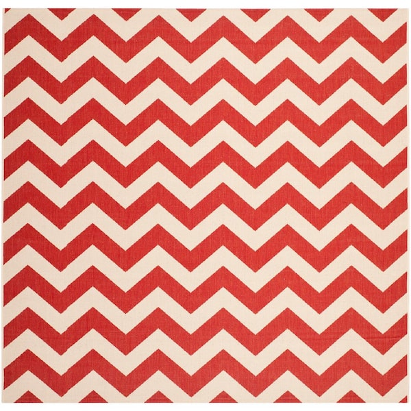 SAFAVIEH Courtyard Red 8 ft. x 8 ft. Square Geometric Indoor/Outdoor Patio  Area Rug