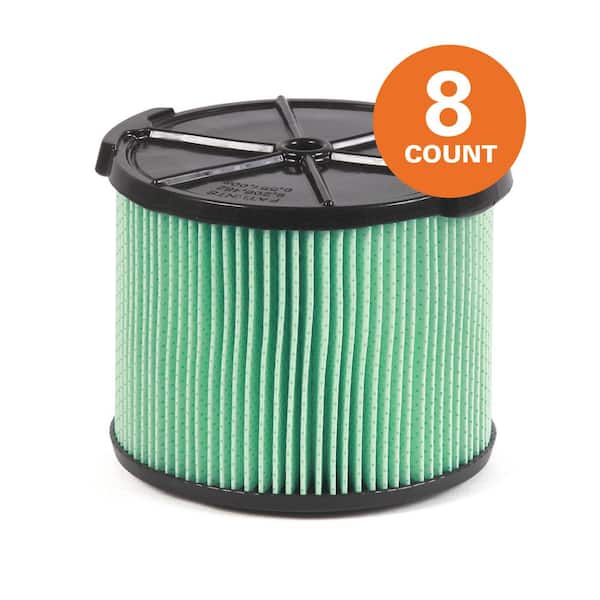 Genuine HEPA Material Pleated Shop Vacuum Filter Replacement for Most 3-4.5 Gallon RIDGID Wet Dry Vacs (8-Pack) VF3600B