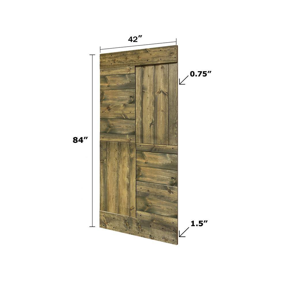 Aged Barrel Finished Solid Wood Sliding Barn Door Slab, 42" x 84"