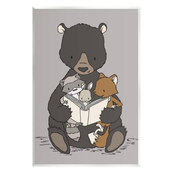 The Stupell Home Decor Collection Animals Family Bear Reading Book to Babies Design by Sweet Melody Designs Unframed Animal Art Print 19 in. x 13 in.