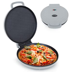 12 in. Gray Pizza Maker Electric Countertop Oven and Griddle Indoor Grill Griddle