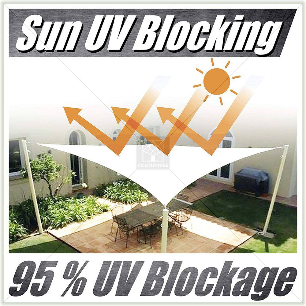Sand Beige 14' x 18' HDPE Patio Shade Sail with Stainless Steel D-Rings