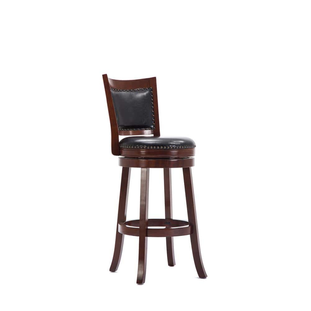 Bristol 29 in. Cherry Swivel Cushioned Bar Stool