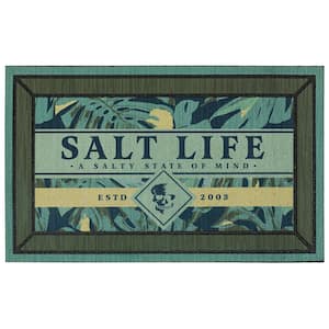 Salt Life Lounge Life Green18 in. x 30 in. Recycled Rubber Indoor/Outdoor Door Mat