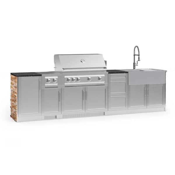 NewAge Products Signature Series 131.16 in. x 25.5 in. x 58.64 in. 10-Piece Outdoor Kitchen Cabinet Set with Natural Gas 40 in. Grill