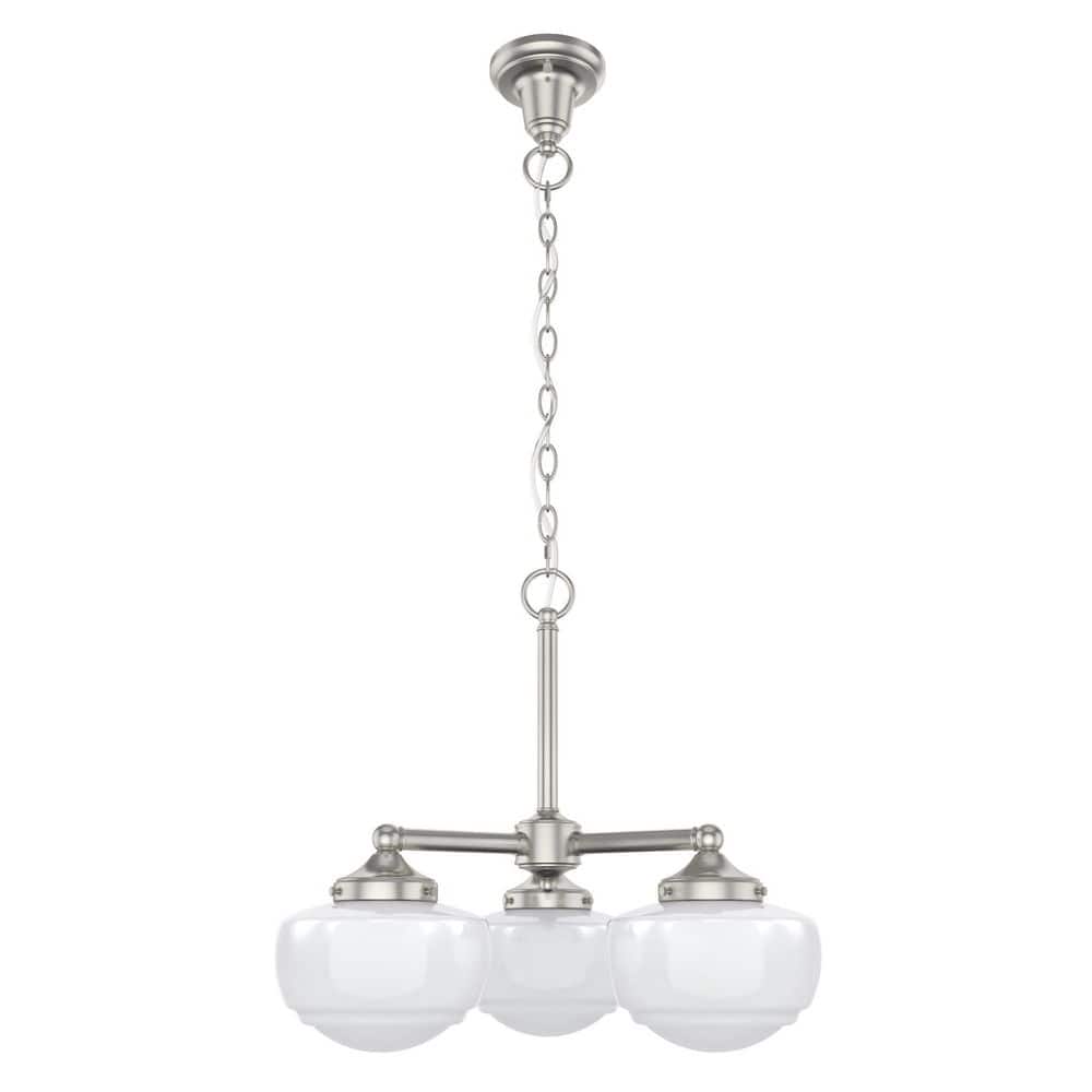 Hunter Saddle Creek 3Light Brushed Nickel Chandelier with Cased White