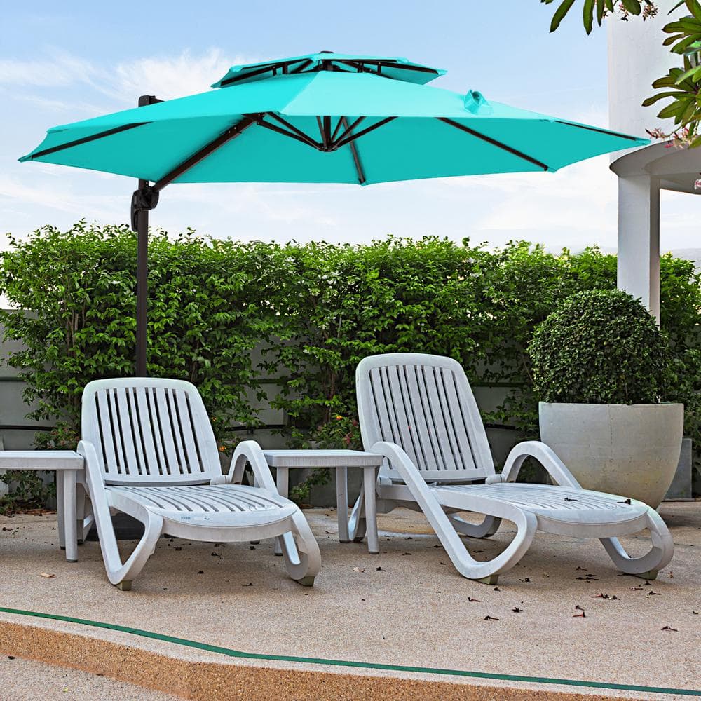 JEAREY 11 ft. Round Cantilever Tilt Patio Umbrella With Crank in ...