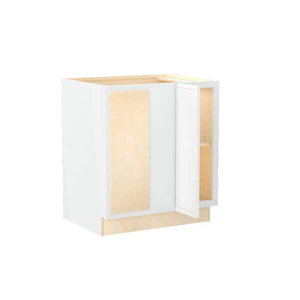 Home Decorators Collection Franklin 30 in. W x 24 in. D x 34.5 in. H Assembled Plywood Base Blind Corner Kitchen Cabinet in Vesper White Soft Close