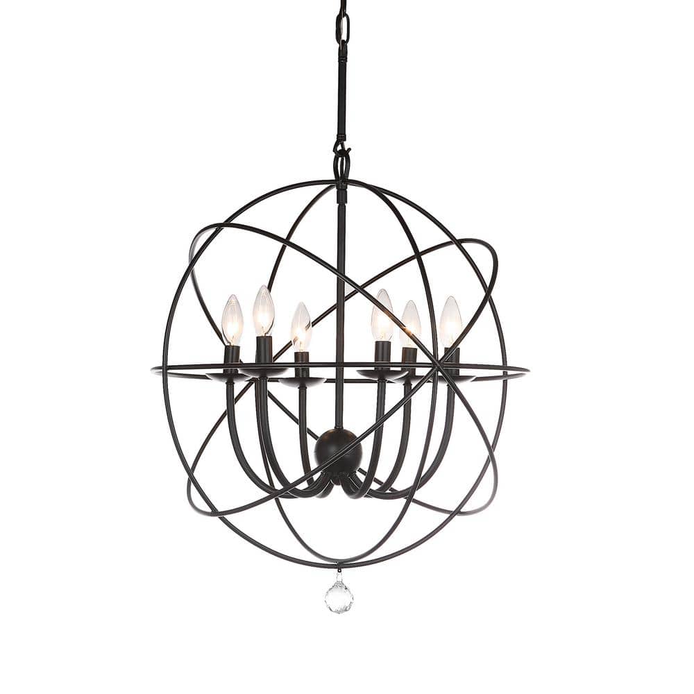 Foucault-Inspired Mini Black Metalwork Chandelier