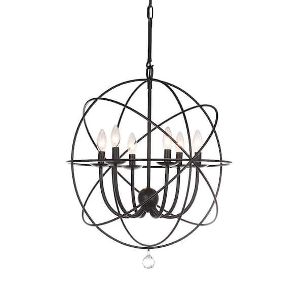 Safavieh Evie 6-Light Black Modern/Contemporary Cage Chandelier Safavieh Evie 6-Light Black Modern/Contemporary Cage Chandelier