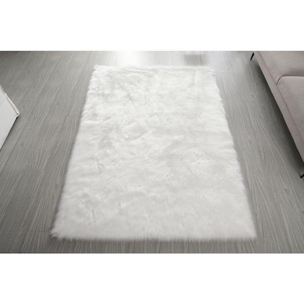 Cozy Collection Ultra Soft White 6 ft. x 9 ft. Area Rug
