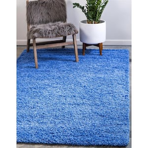 Solid Shag Periwinkle Blue 3 ft. x 5 ft. Area Rug
