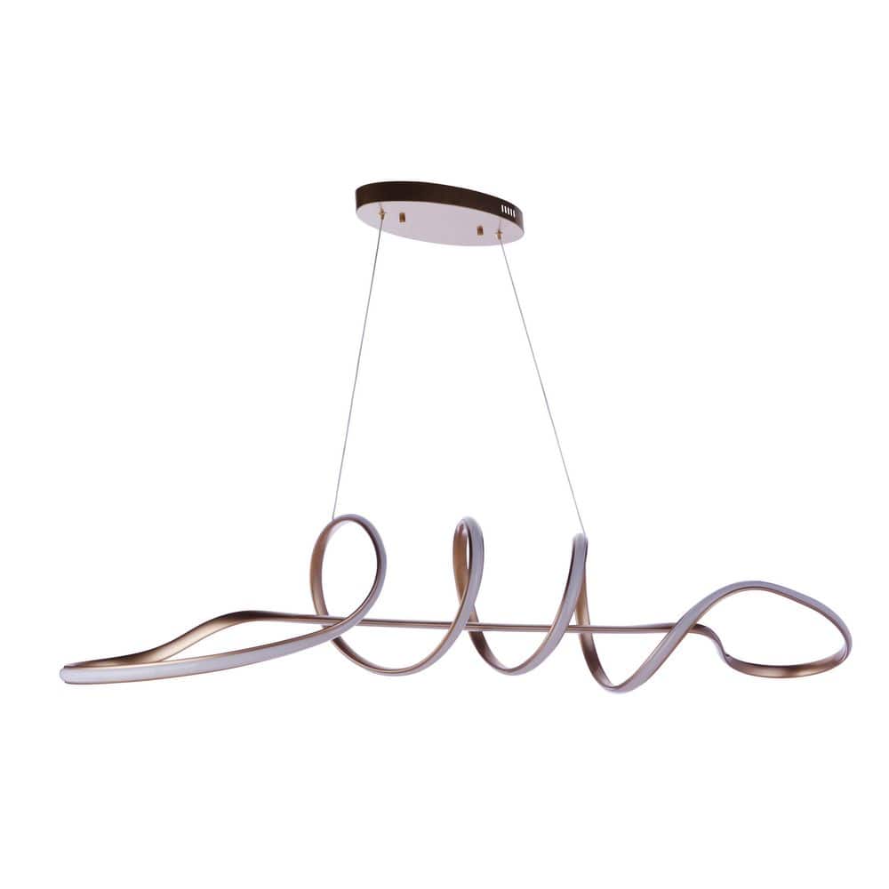 Pulse 1-Light Dimmable Integrated LED Champagne Brass Finish Linear Chandelier Pendant for Kitchen Island/Dining/Foyer price history on PriceWatchPro