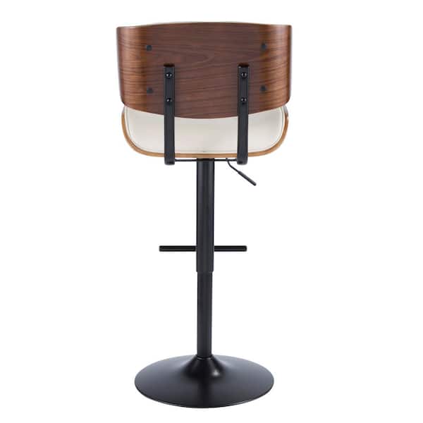 Lumisource Lombardi 34 in. Walnut and Cream Adjustable Height Bar