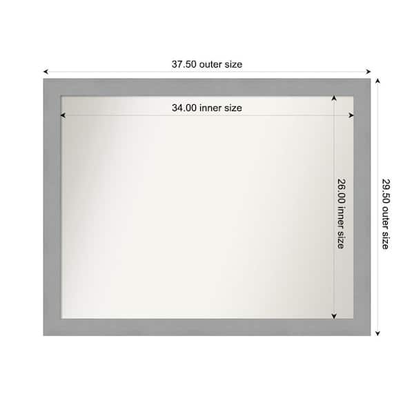 Amanti Art Brushed Nickel 37.5 in. x 29.5 in. Custom Non-Beveled Recycled Polystyrene Framed Bathroom Vanity Wall Mirror