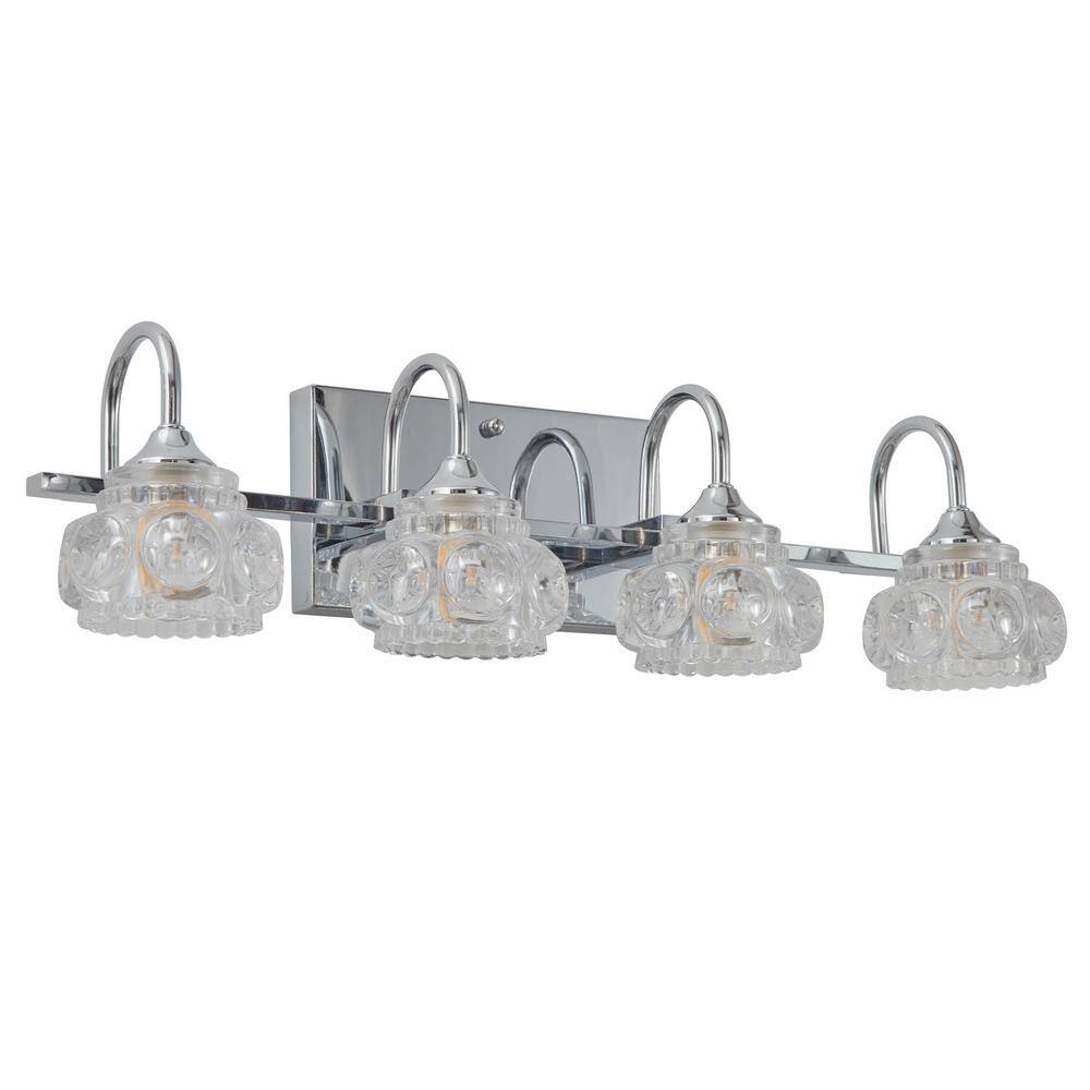 Retro 22.8 in. 4-Light Chrome Bathroom Vanity Light with Crystal Glass Shade price history on PriceWatchPro