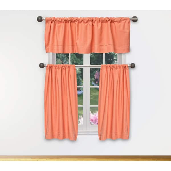 Duck River Coral Solid Rod Pocket Room Darkening Curtain - 15 in. W x 58 in. L (Set of 3)