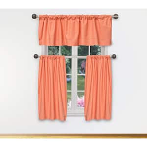 Coral Solid Rod Pocket Room Darkening Curtain - 15 in. W x 58 in. L (Set of 3)