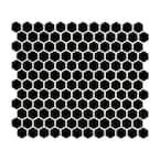 Retro Nero Hexagon 11.73 in. x 10.16 in. x 6 mm Glossy Porcelain Mosaic Tile (12.9 sq. ft. / case)
