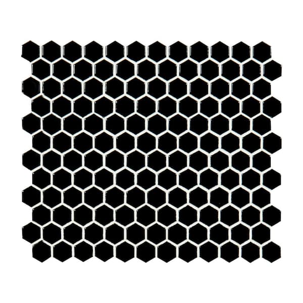 MSI Retro Nero Hexagon 10.35 in. x 11.93 in. Glossy Porcelain Patterned Look Floor and Wall Tile (12.9 sq. ft./Case)