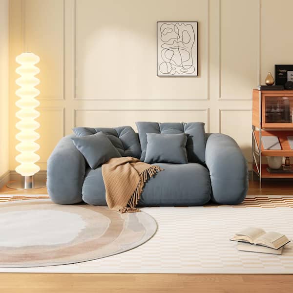 68.2 in. W Technological Velvet Convertible Twin Sleeper Size Sofa Bed in Gray-68.2 in