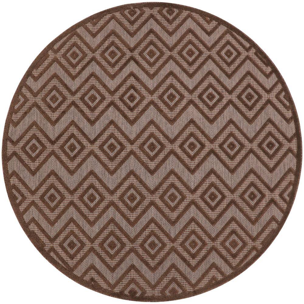Versatile Brown 8 ft. x 8 ft. Diamond Contemporary Round Indoor Area Rug price history on PriceWatchPro